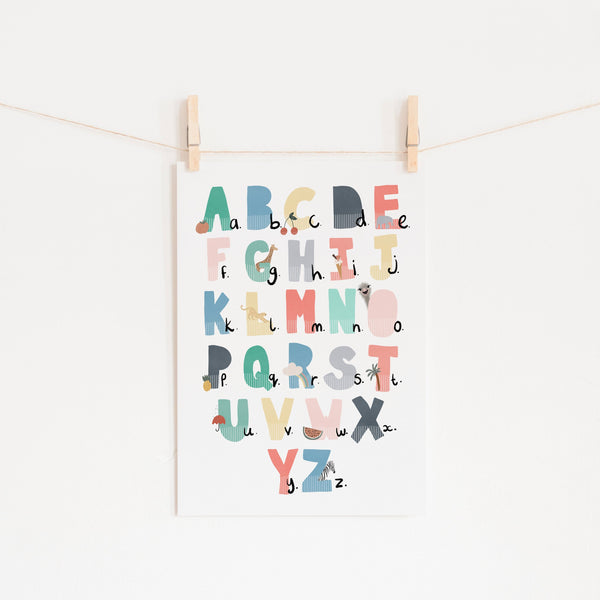 Alphabet Chart - Rainbow Colours, Illustrated |  Unframed