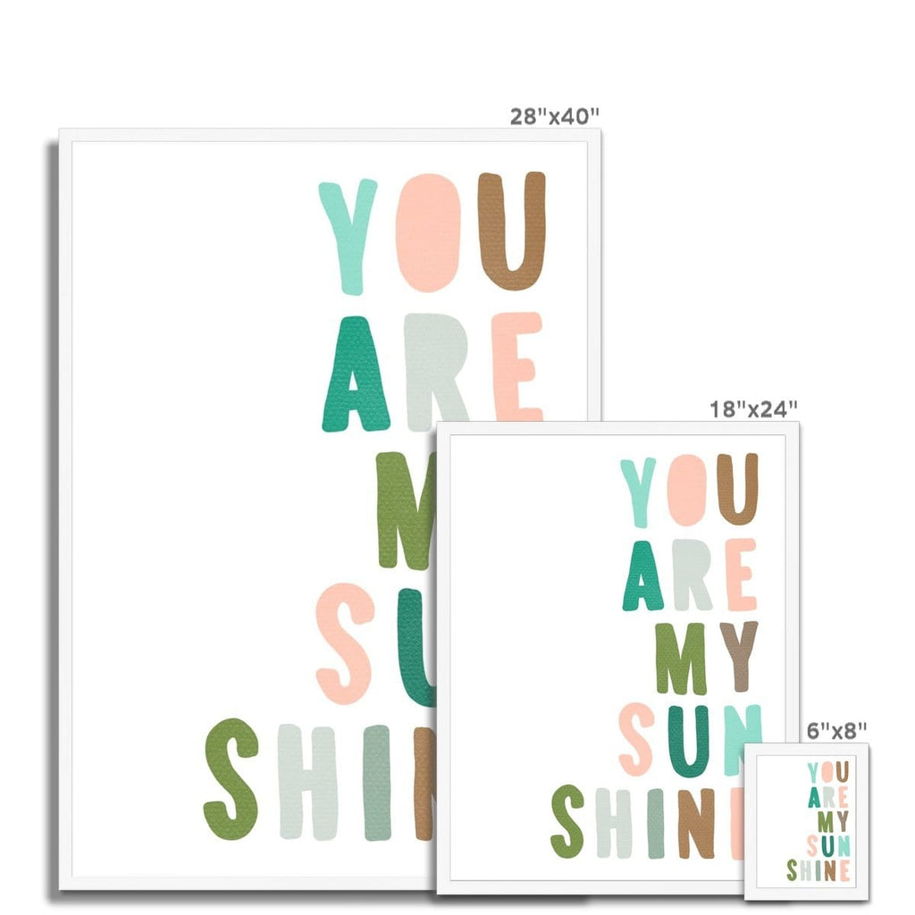 You Are My Sunshine - Pink & Green |  Framed Print