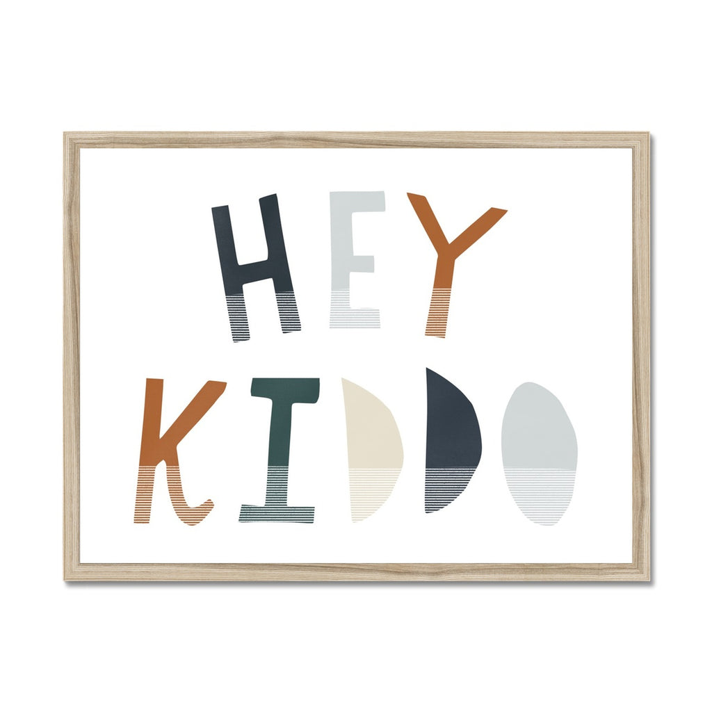 Hey Kiddo - Navy & Brown (Landscape) |  Framed Print