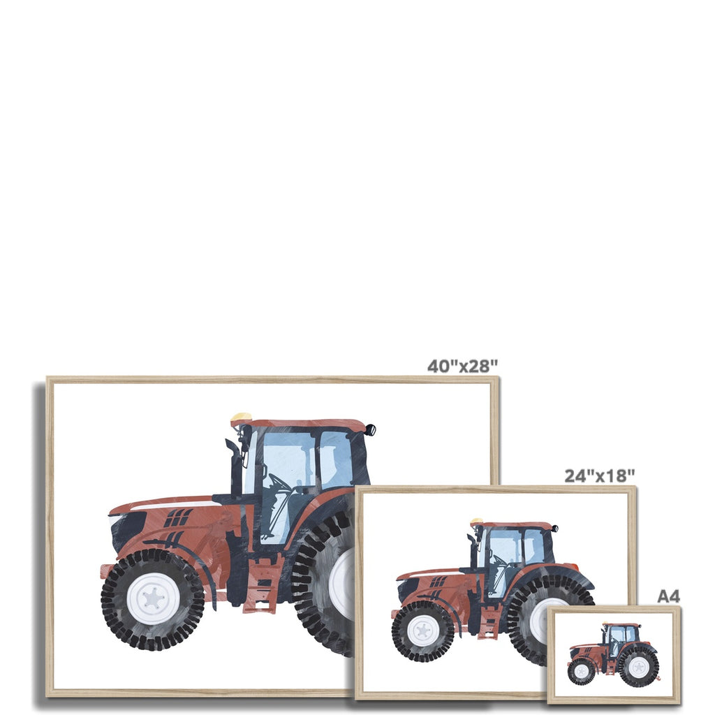 Tractor Kids Art | Red |  Framed Print