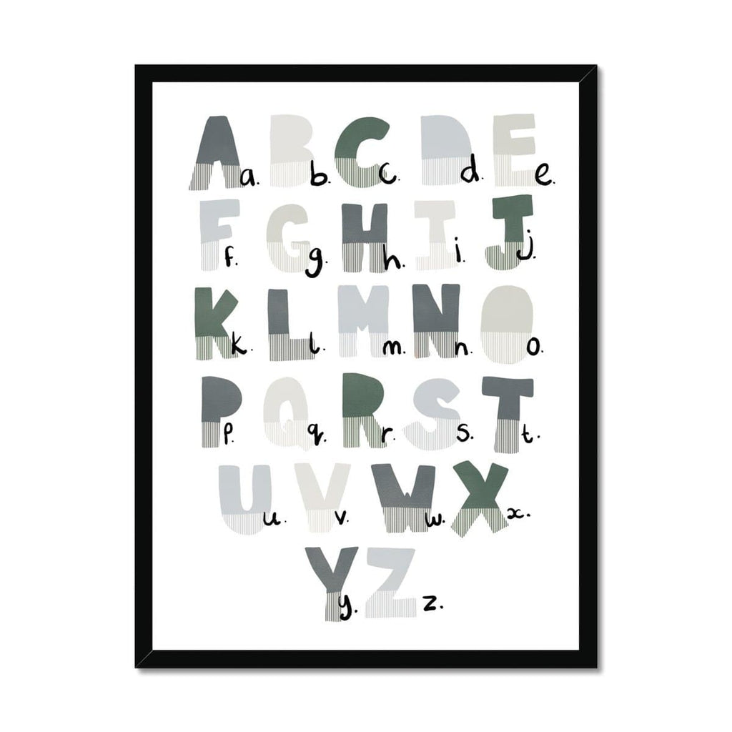 Alphabet Chart - Blue & Green |  Framed Print