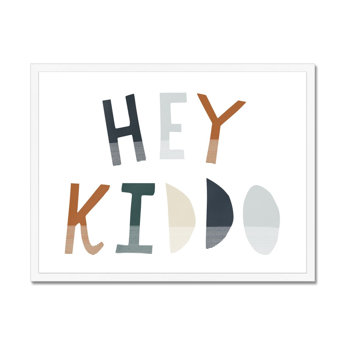 Hey Kiddo - Navy & Brown (Landscape) |  Framed Print