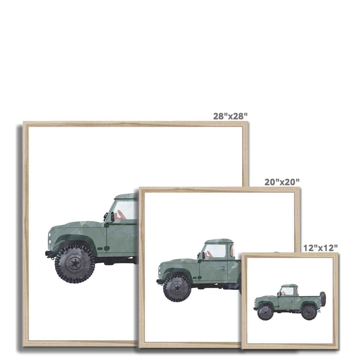 4x4 Land Rover – Grün Vintage | Gerahmter Druck