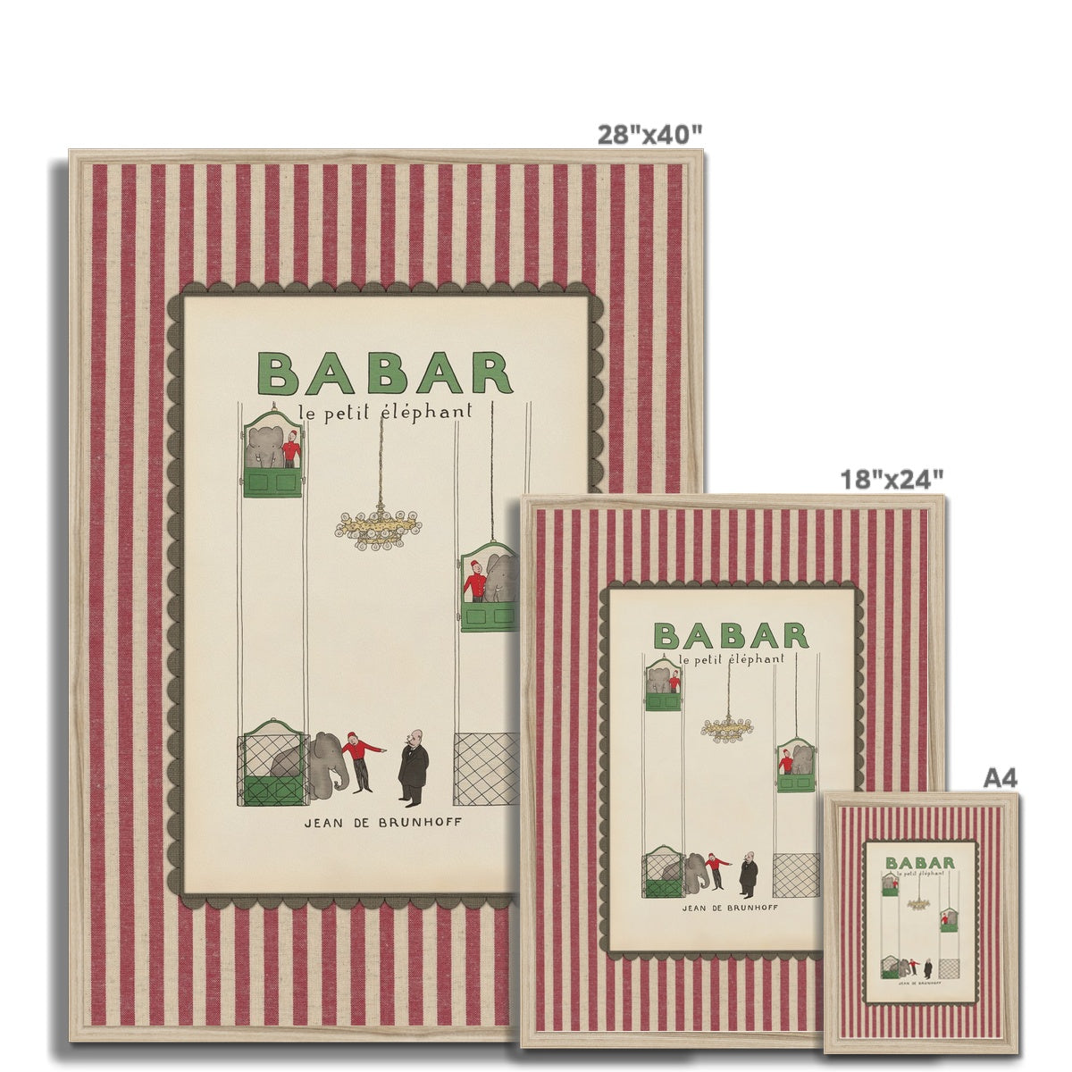 Babar Nursery Art - Babar the Elephant nursery wall art print, Vintage Babar nursery decor for baby’s room, Classic Babar prints for children’s bedrooms