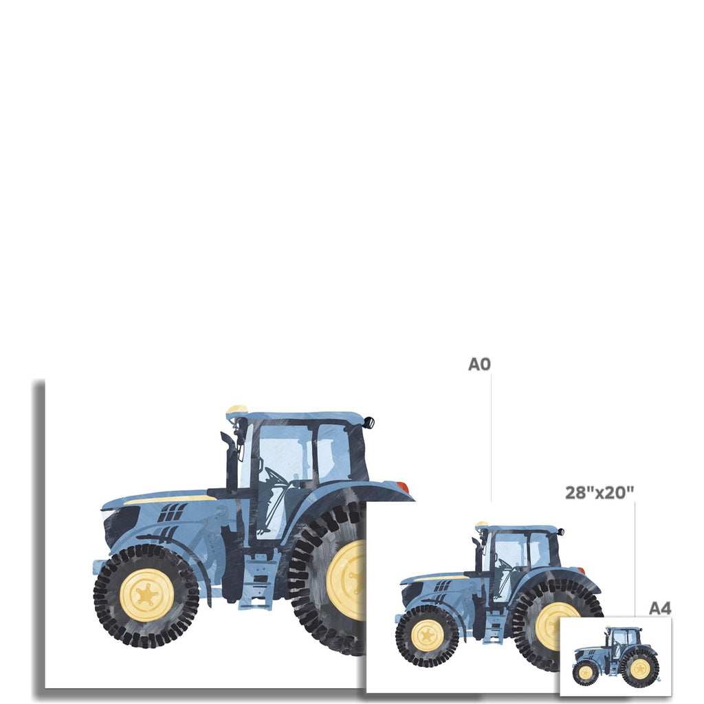 Tractor Kids Art | Blue |  Unframed