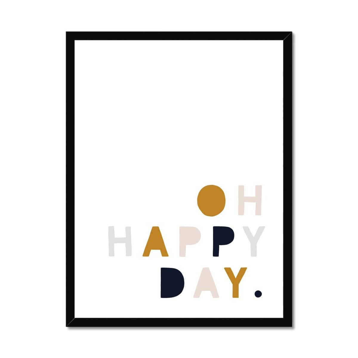 Oh Happy Day - Mustard, Pink & Navy |  Framed Print