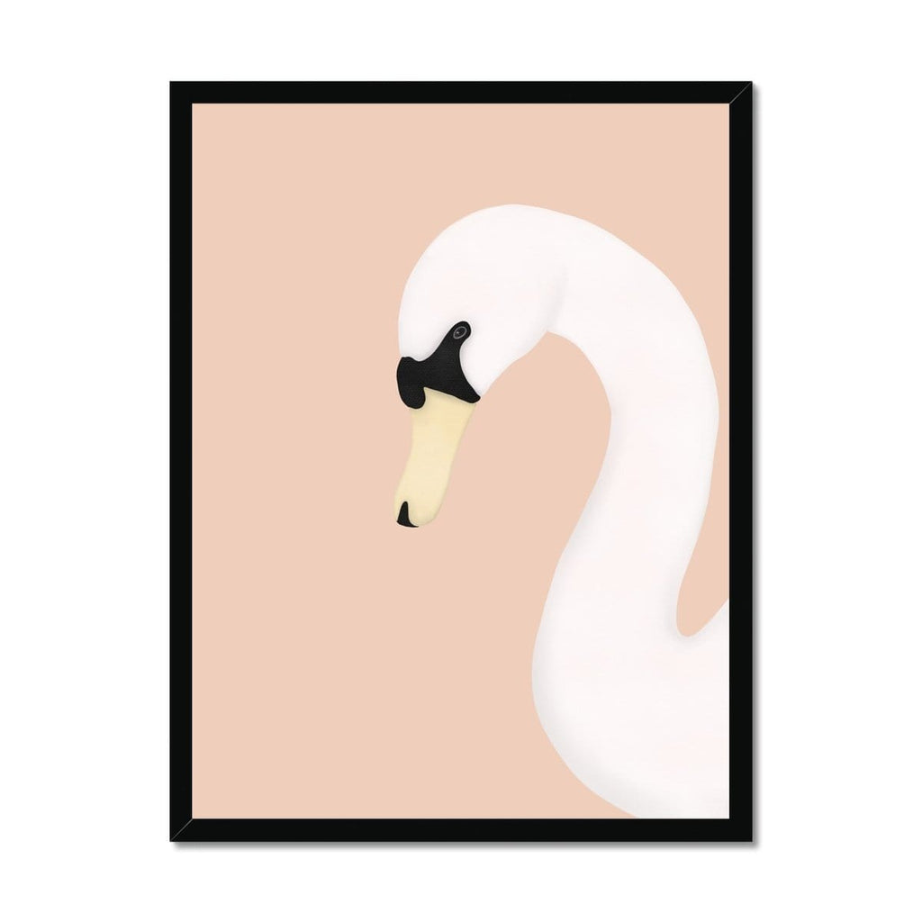 Swan Wall Art Print - Pink |  Framed Print