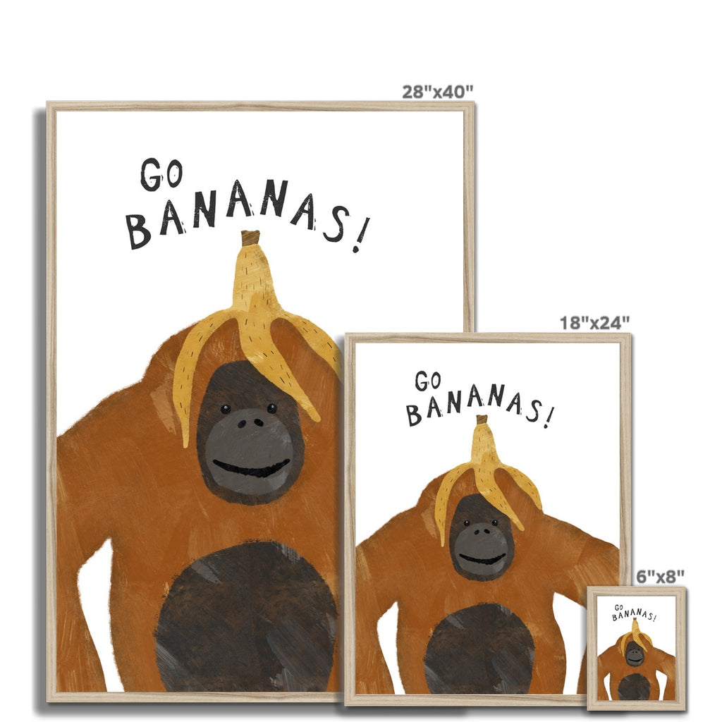 Art Framed Poster Print in – Ltd Orangutan Print Go Bananas | Pretty