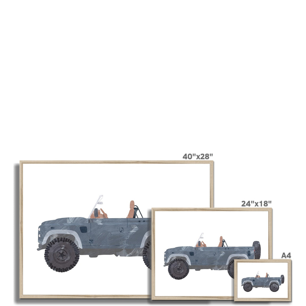4x4 Land Rover - Blue Beach |  Framed Print
