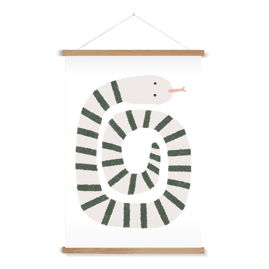 Snake Print - Grey, Green |  Fine Art Print with Hanger
