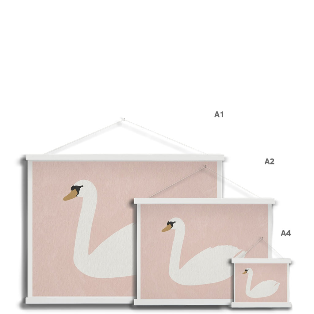 Swan Art - Calamine Pink |  Fine Art Print with Hanger