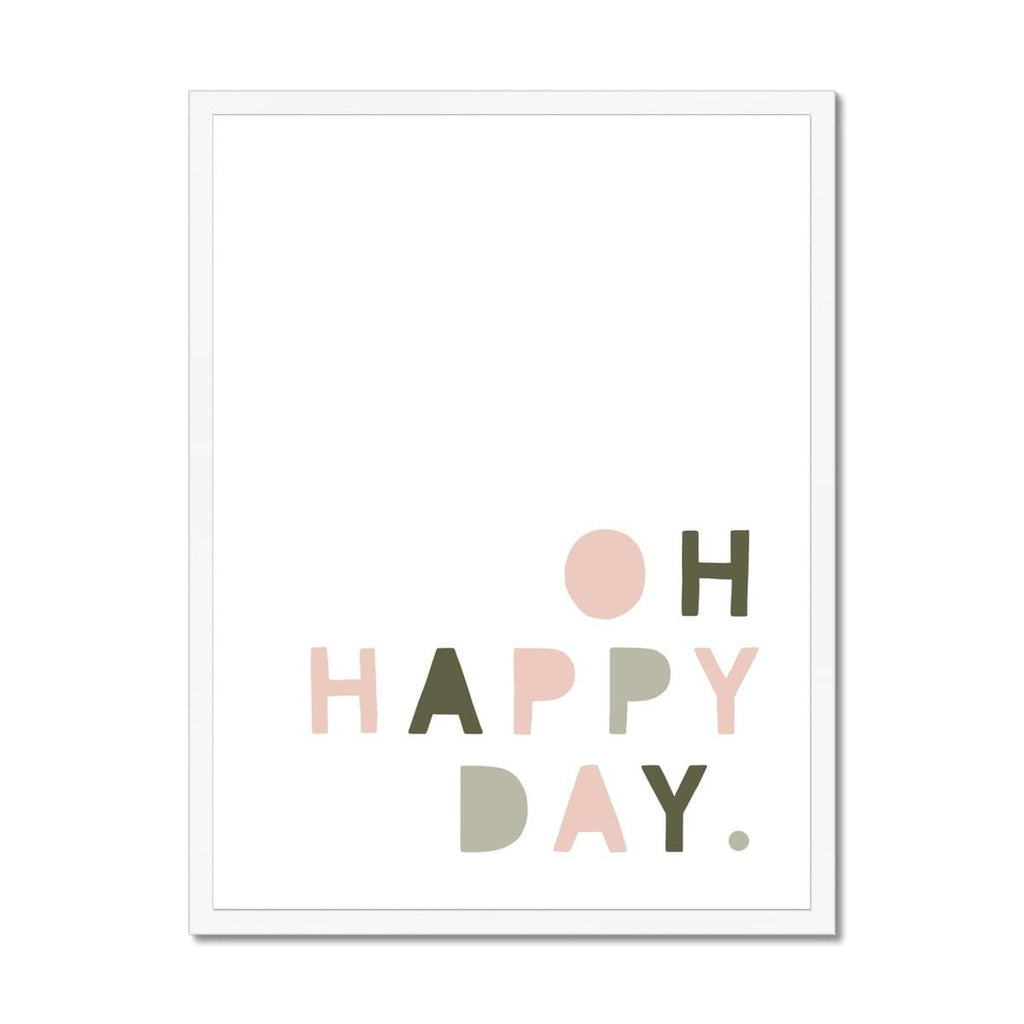 Oh Happy Day - Pink & Sage Green |  Framed Print