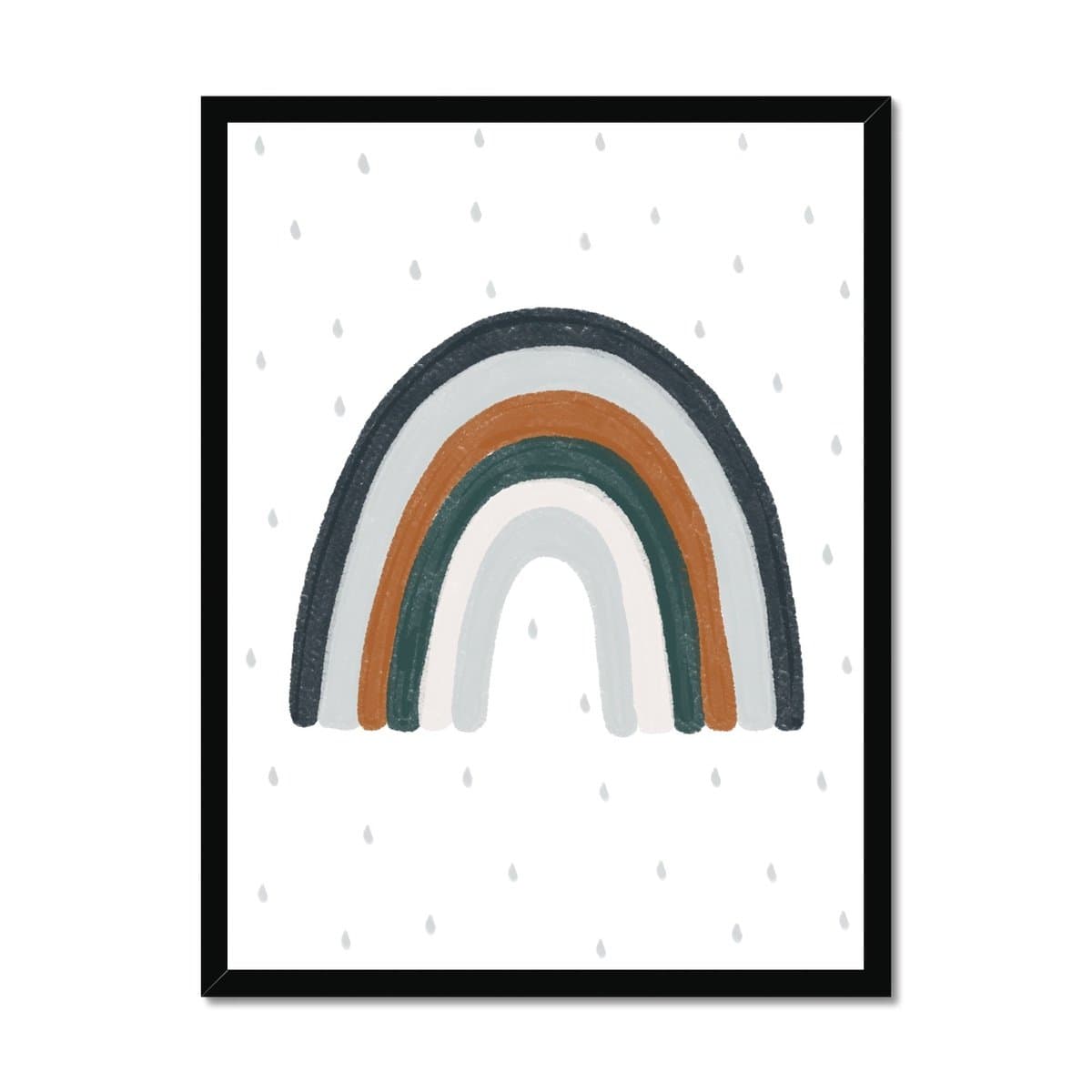 Rainbow Wall Art - Navy Blue, Green, Brown |  Framed Print