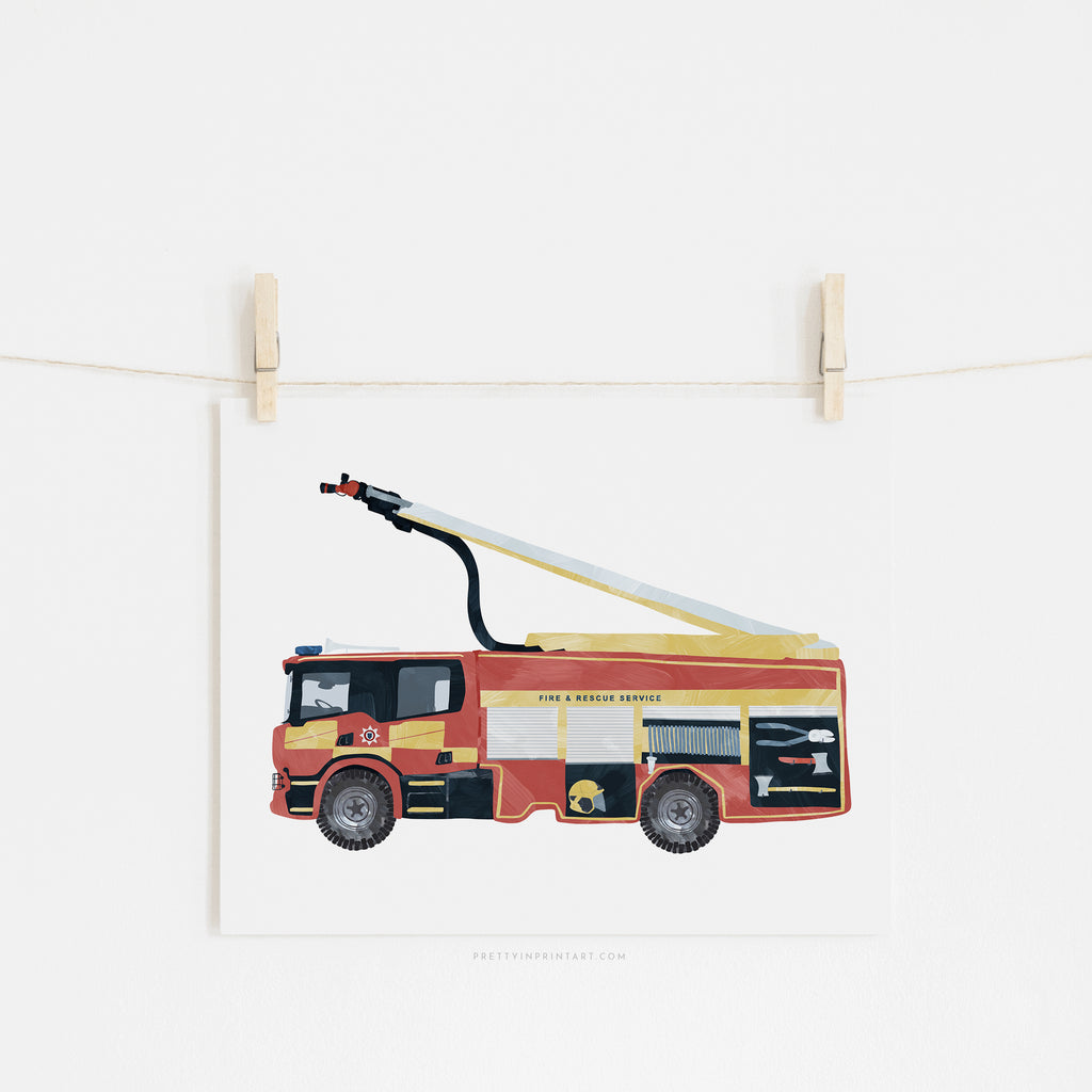 Fire Engine, Kids Art |  Unframed