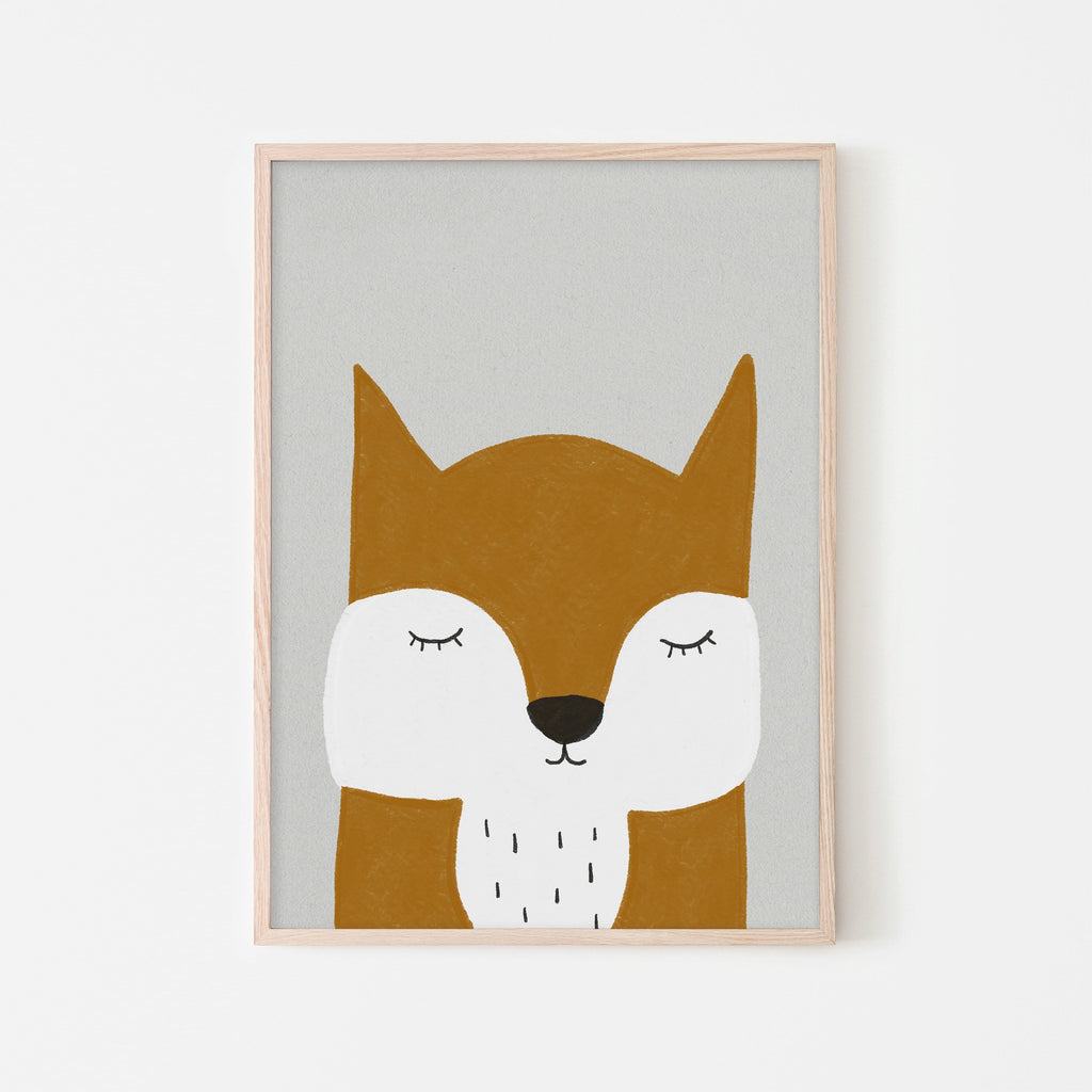 Sleepy Fox - Orange |  Framed Print