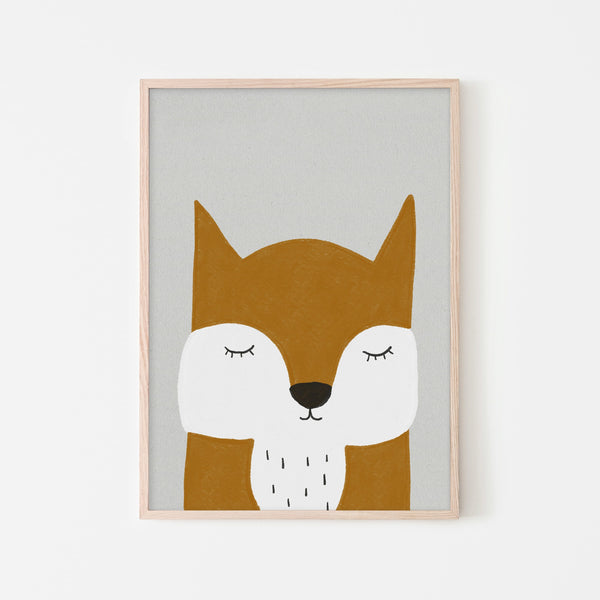 Sleepy Fox - Orange |  Framed Print