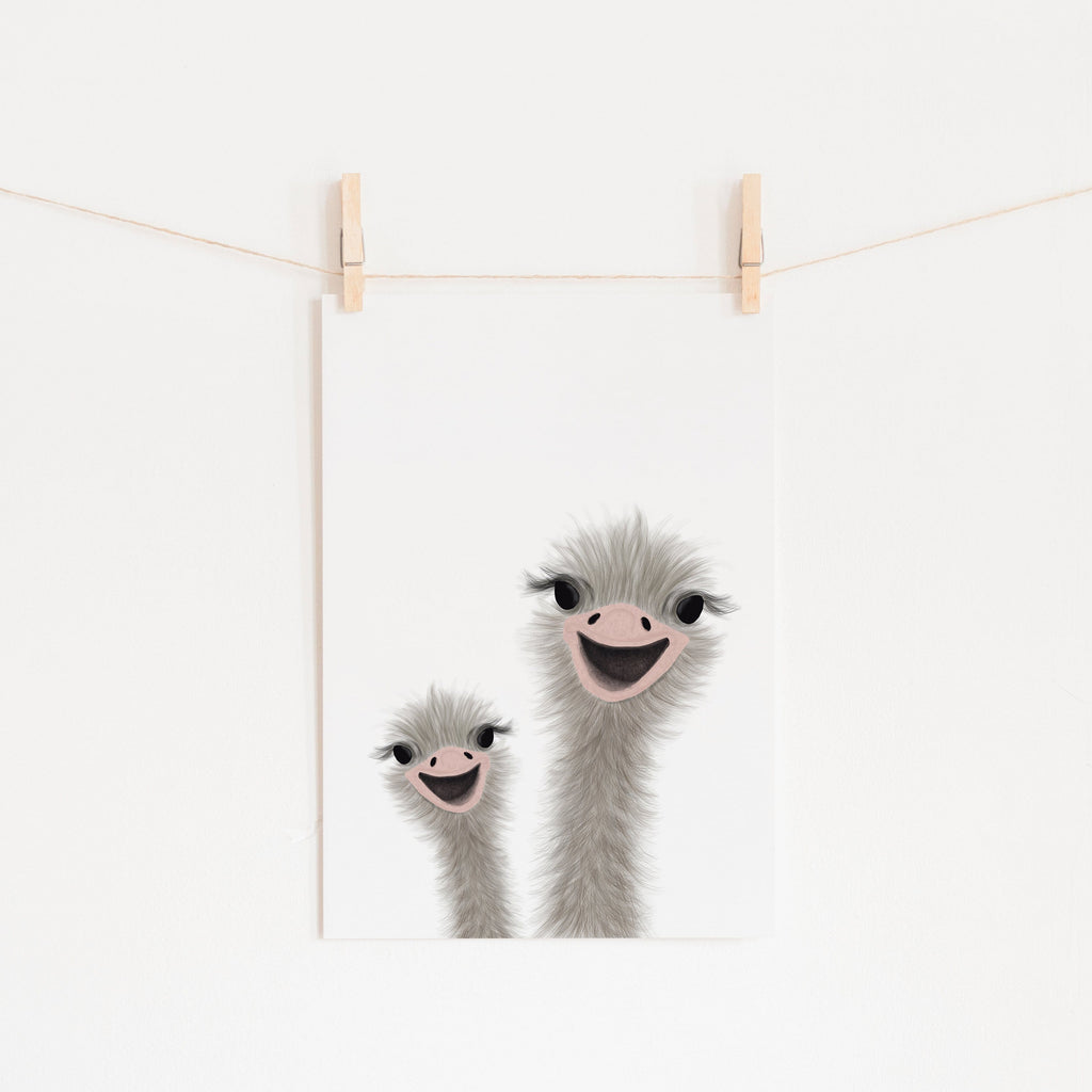 Ostrich - Children's Animal Art |  Unframed