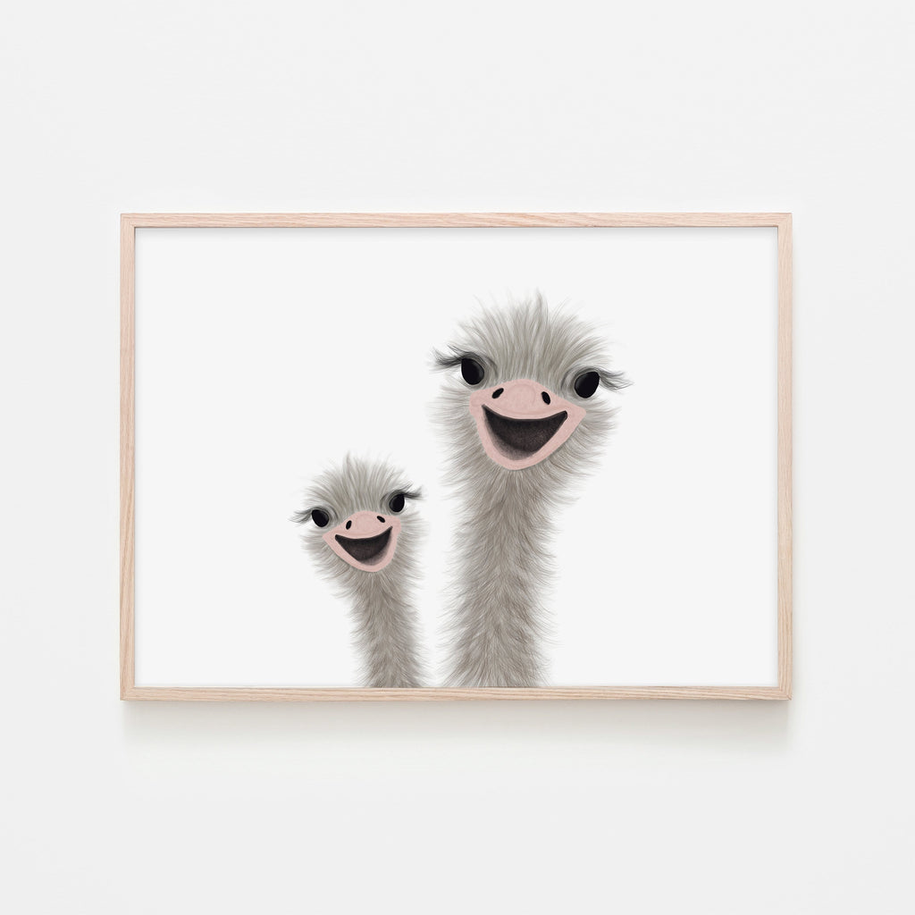 Ostrich - Funny Animal Art (landscape) |  Framed Print