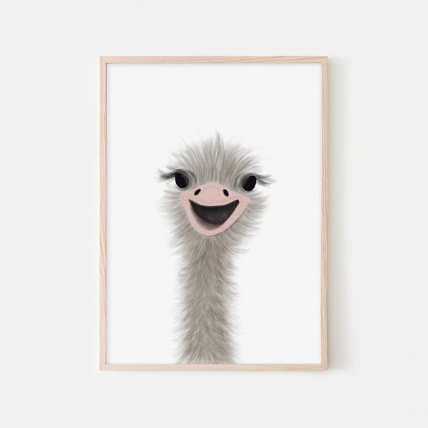 Ostrich Peekaboo - Portrait |  Framed Print