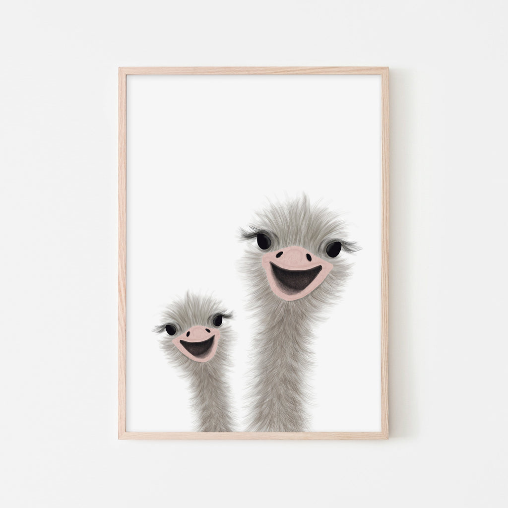 Ostrich - Children's Animal Art |  Framed Print