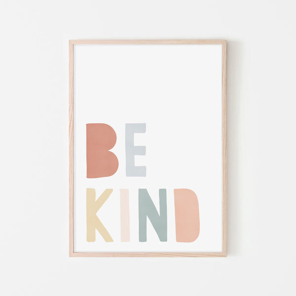 Be Kind Print - Subtle Rainbow |  Framed Print