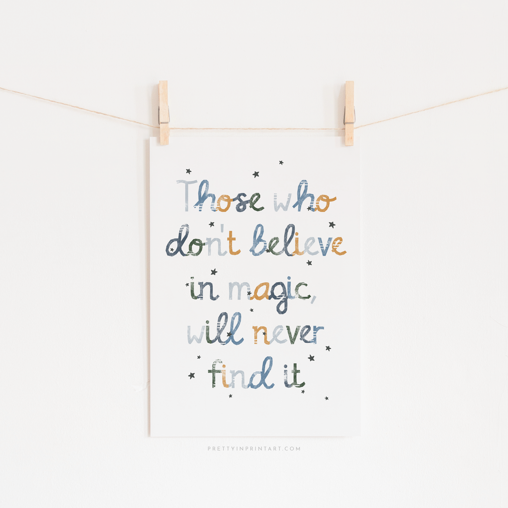 Believe in Magic Quote - Blue |  Unframed