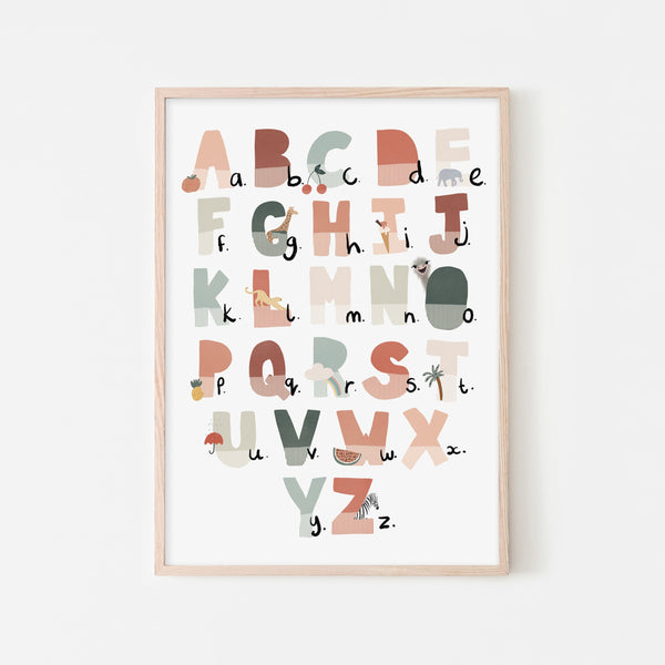 Alphabet Chart - Tutti-Frutti, Illustrated |  Framed Print