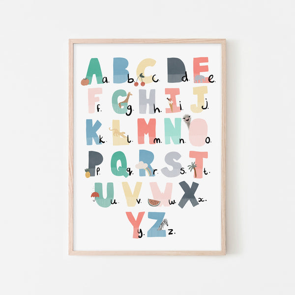 Alphabet Chart - Rainbow Colours, Illustrated |  Framed Print