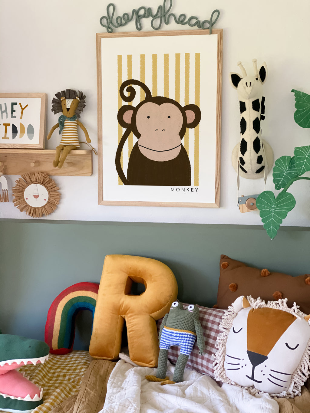 Monkey Print - Yellow Stripes |  Unframed