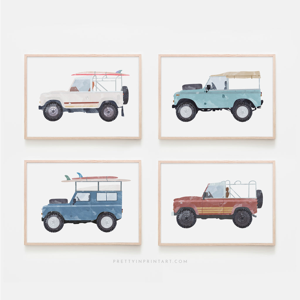 4x4 Jeep - Blue Surf |  Fine Art Print with Hanger
