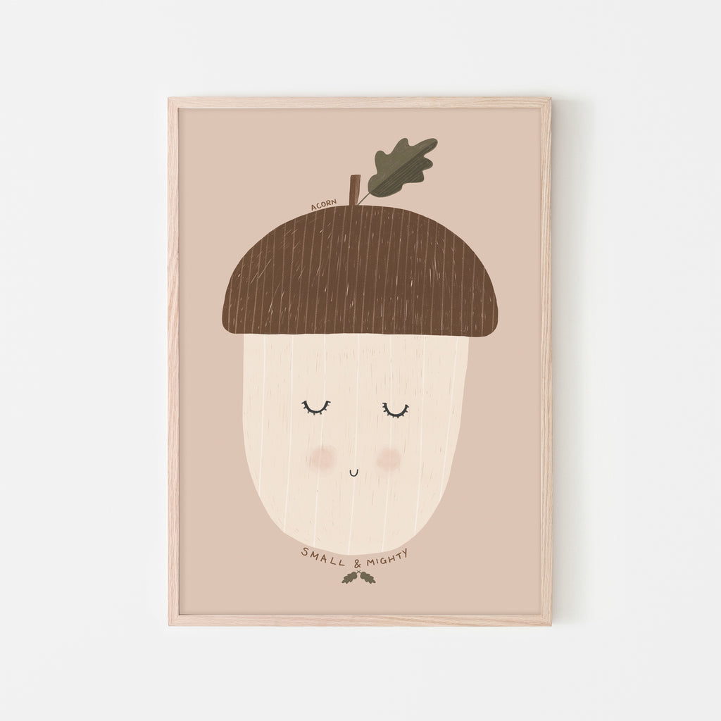 Acorn - Small & Mighty Quote - Blush Pink |  Framed Print