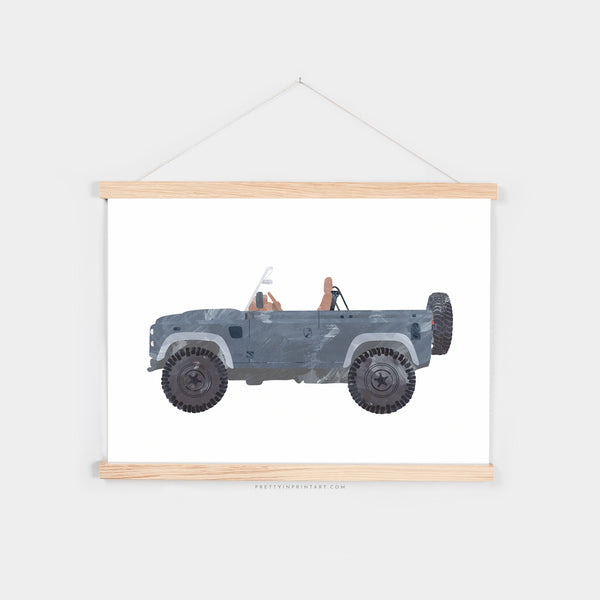 4x4 Jeep - Blue Beach |  Fine Art Print with Hanger