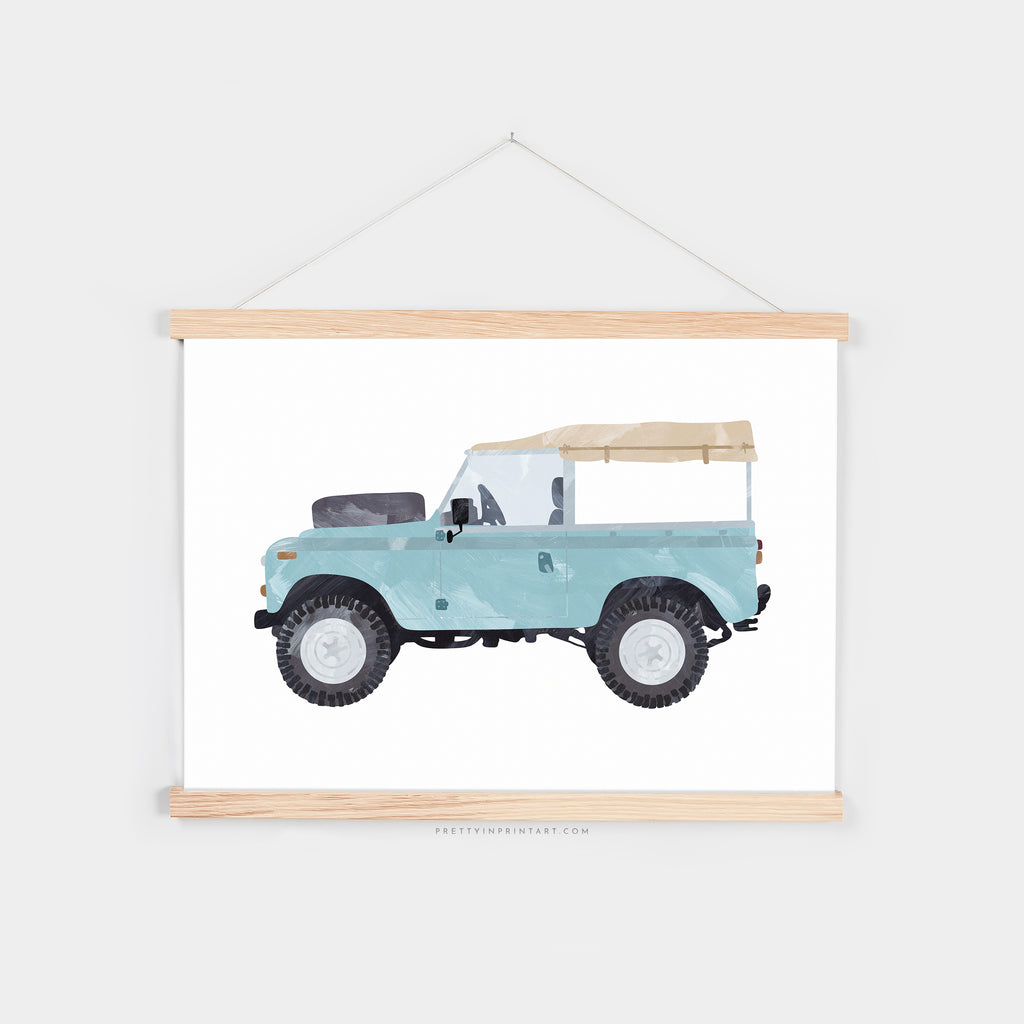 4x4 Jeep - Safari Blue|  Fine Art Print with Hanger