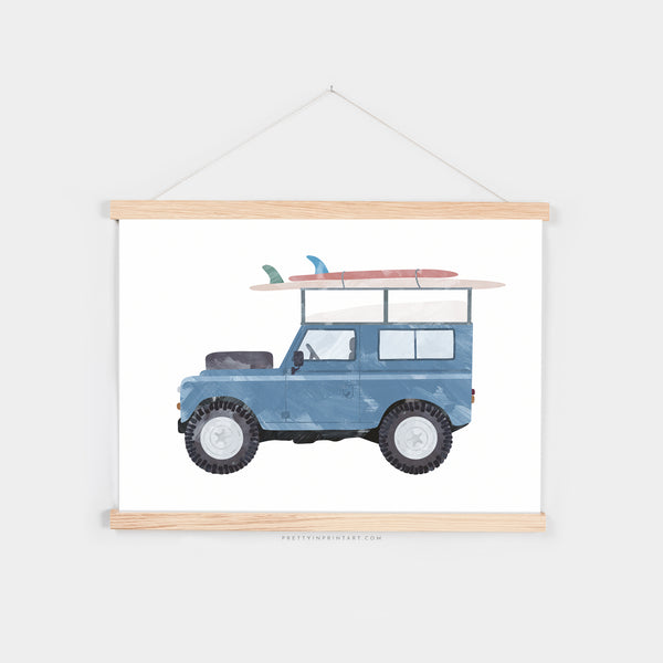 4x4 Jeep - Blue Surf |  Fine Art Print with Hanger