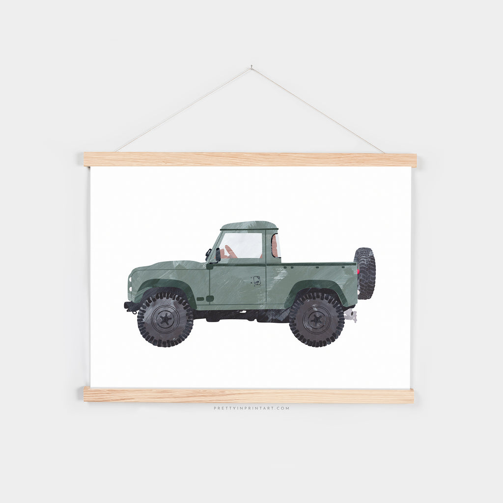 4x4 Jeep - Green Vintage |  Fine Art Print with Hanger