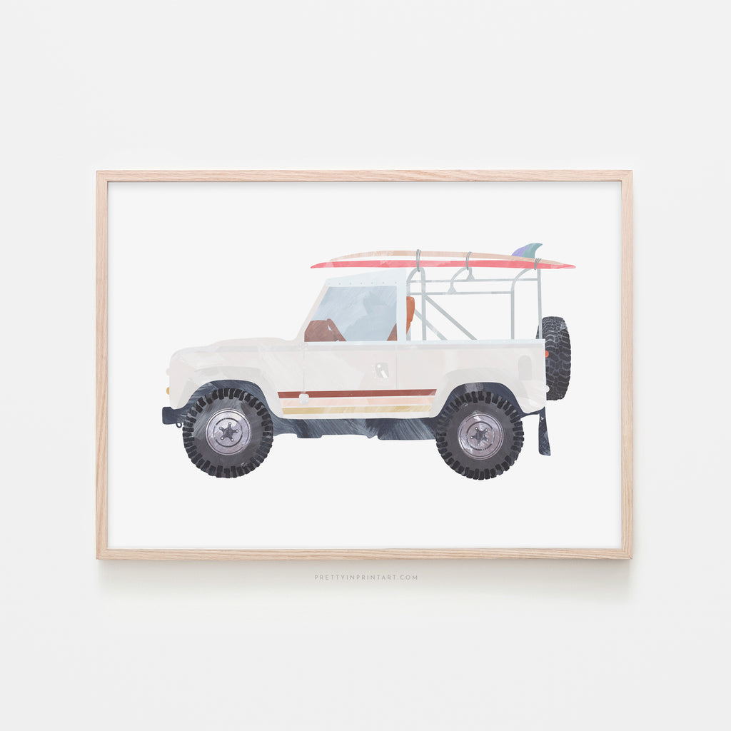 4x4 Land Rover - White Beach |  Framed Print