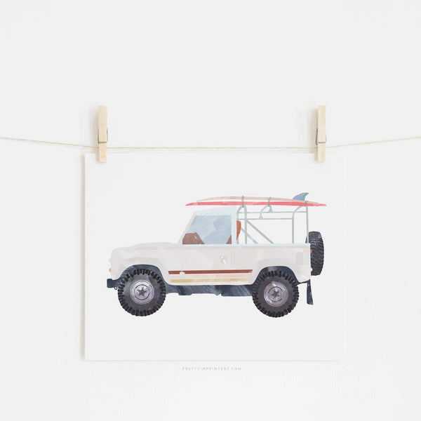 4x4 Land Rover - White Beach |  Unframed