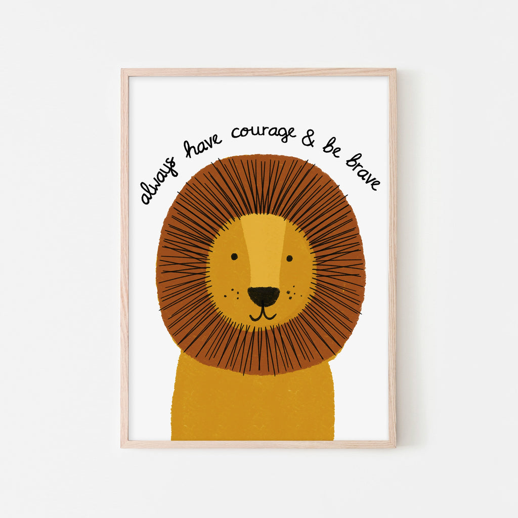 Lion - Courage & Brave Quote |  Framed Print