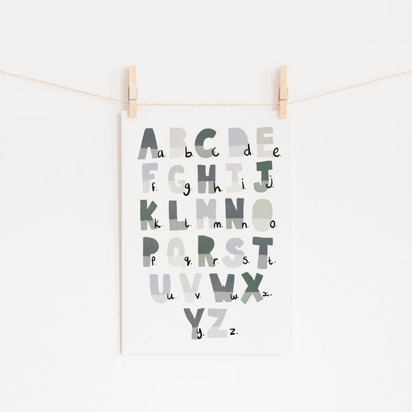 Alphabet Chart - Blue & Green |  Unframed