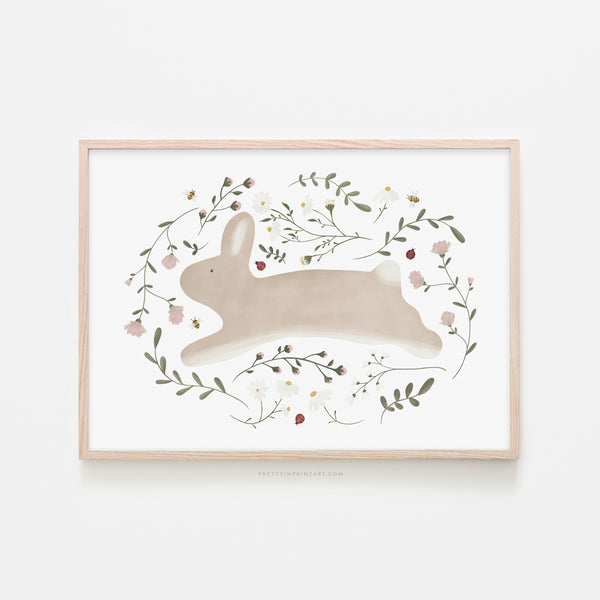 Floral Bunny Rabbit |  Framed Print
