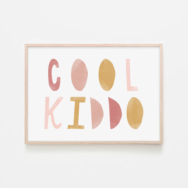 Cool Kiddo - Pink & Mustard |  Framed Print