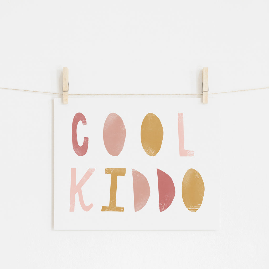 Cool Kiddo - Pink & Mustard |  Unframed