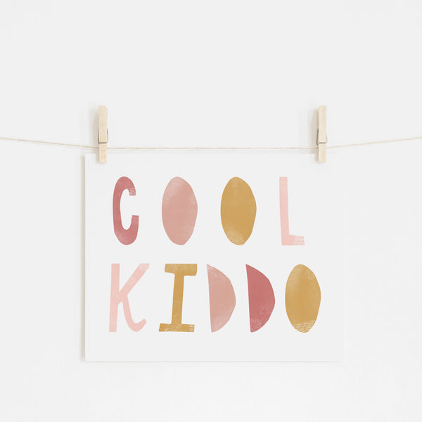 Cool Kiddo - Pink & Mustard |  Unframed
