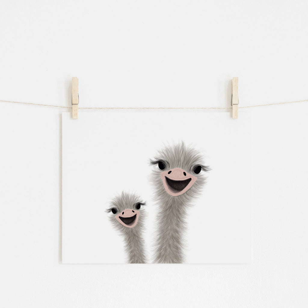 Ostrich - Funny Animal Art (landscape) |  Unframed