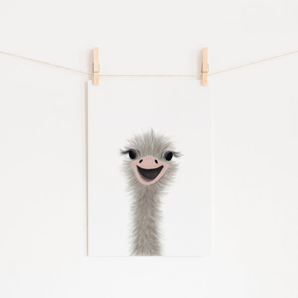 Ostrich Peekaboo - Portrait |  Unframed