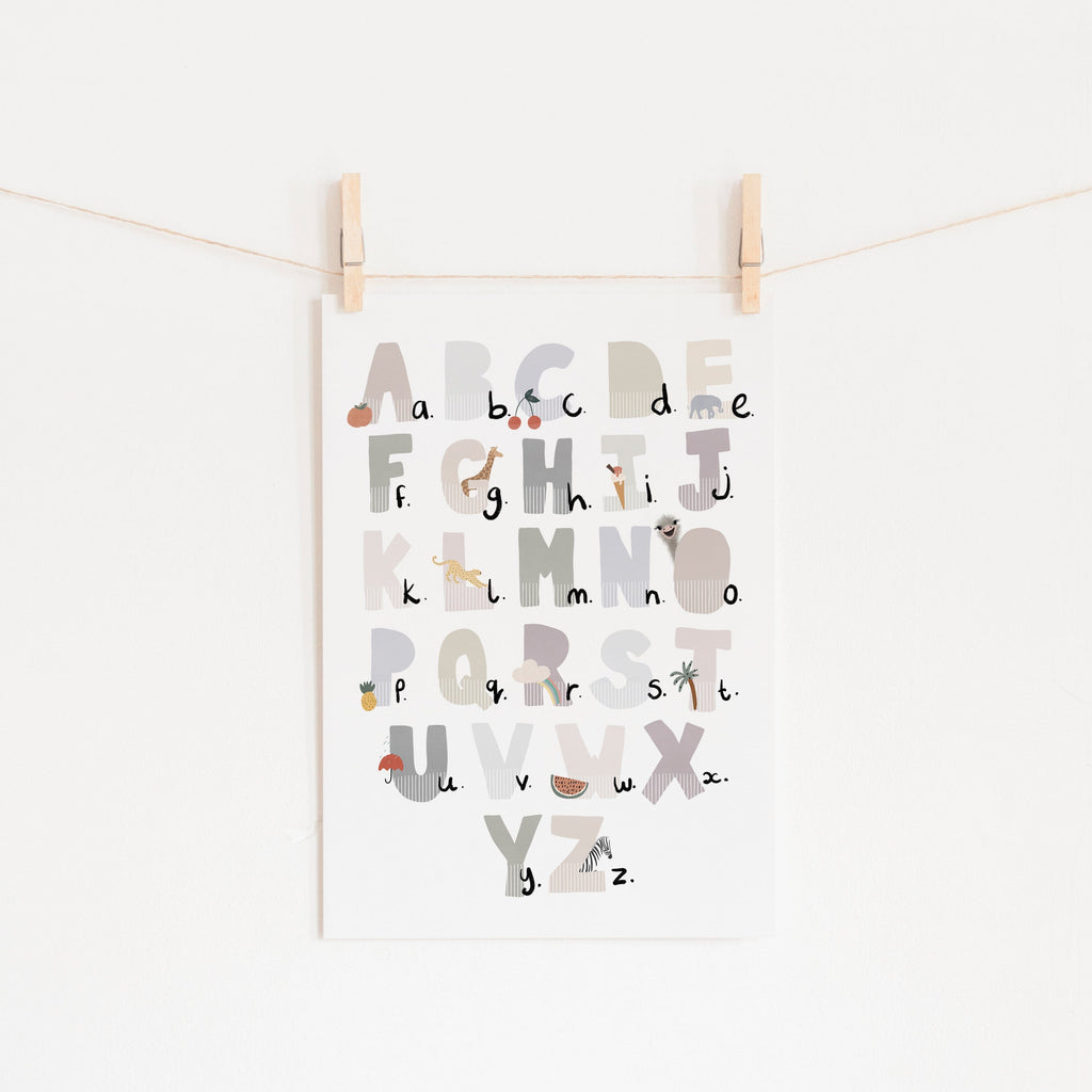 Alphabet Chart - Illustrated Natural |  Unframed