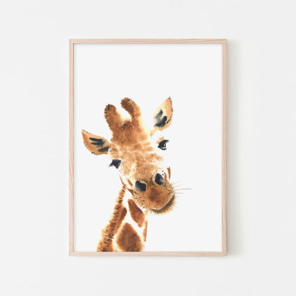 Giraffe Nursery Art - Peekaboo |  Framed Print