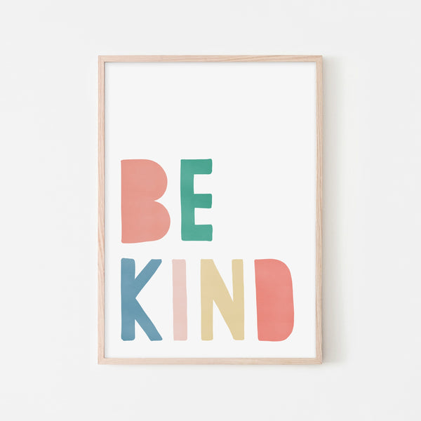 Be Kind Print - Rainbow |  Framed Print