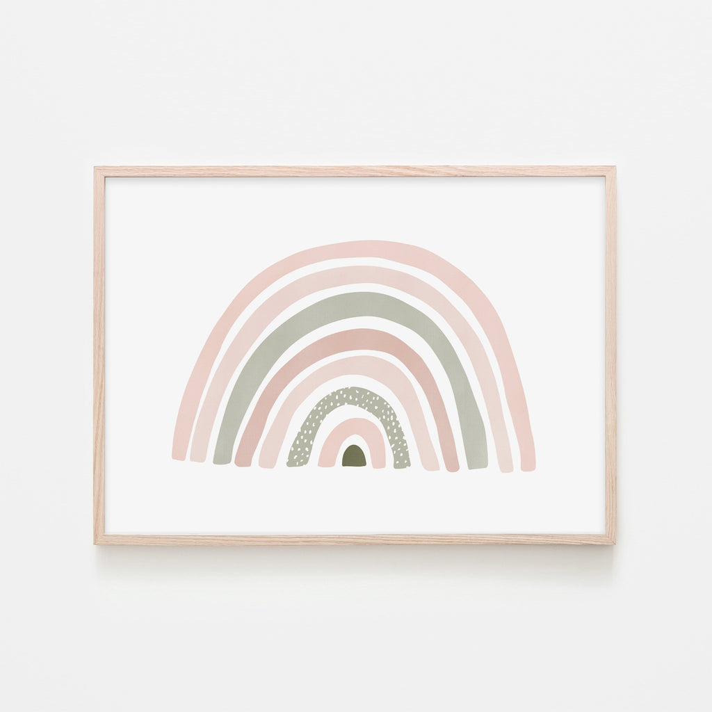 Scandi Rainbow - Pink & Sage Green |  Framed Print