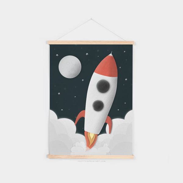 Rocket Space Decor |  Fine Art Print with Hanger
